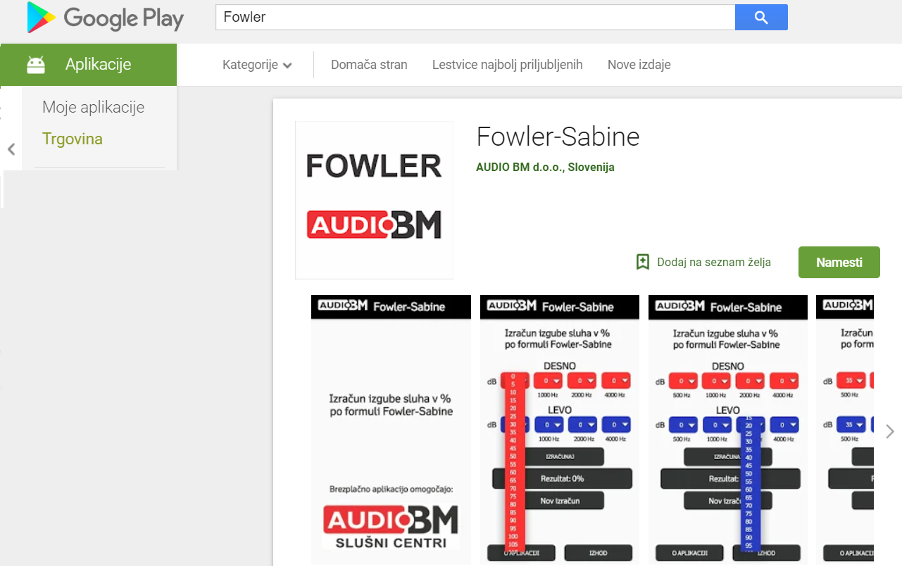 fowler sabine izračun izgube sluha