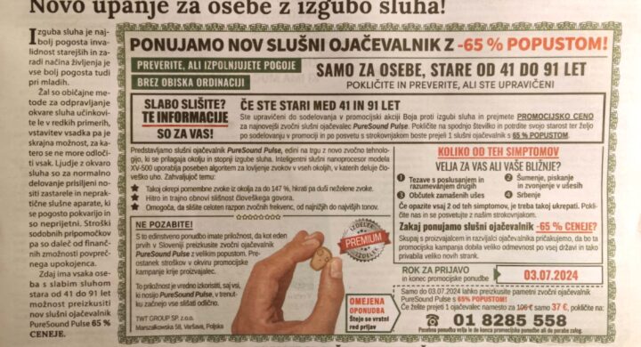 PureSound-Pulse-slusni-ojacevalnik-Oglas-29.6.2024-Slovenske-novice-blog-audio-bm-slusni-aparati